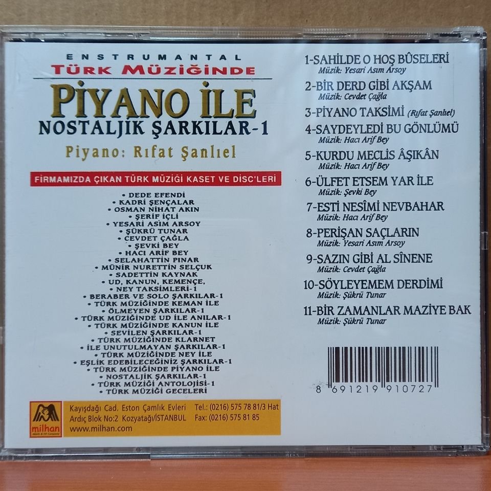TÜRK MÜZİĞİNDE PİYANO İLE NOSTALJİK ŞARKILAR 1 / RIFAT ŞANLIEL - CD 2.EL