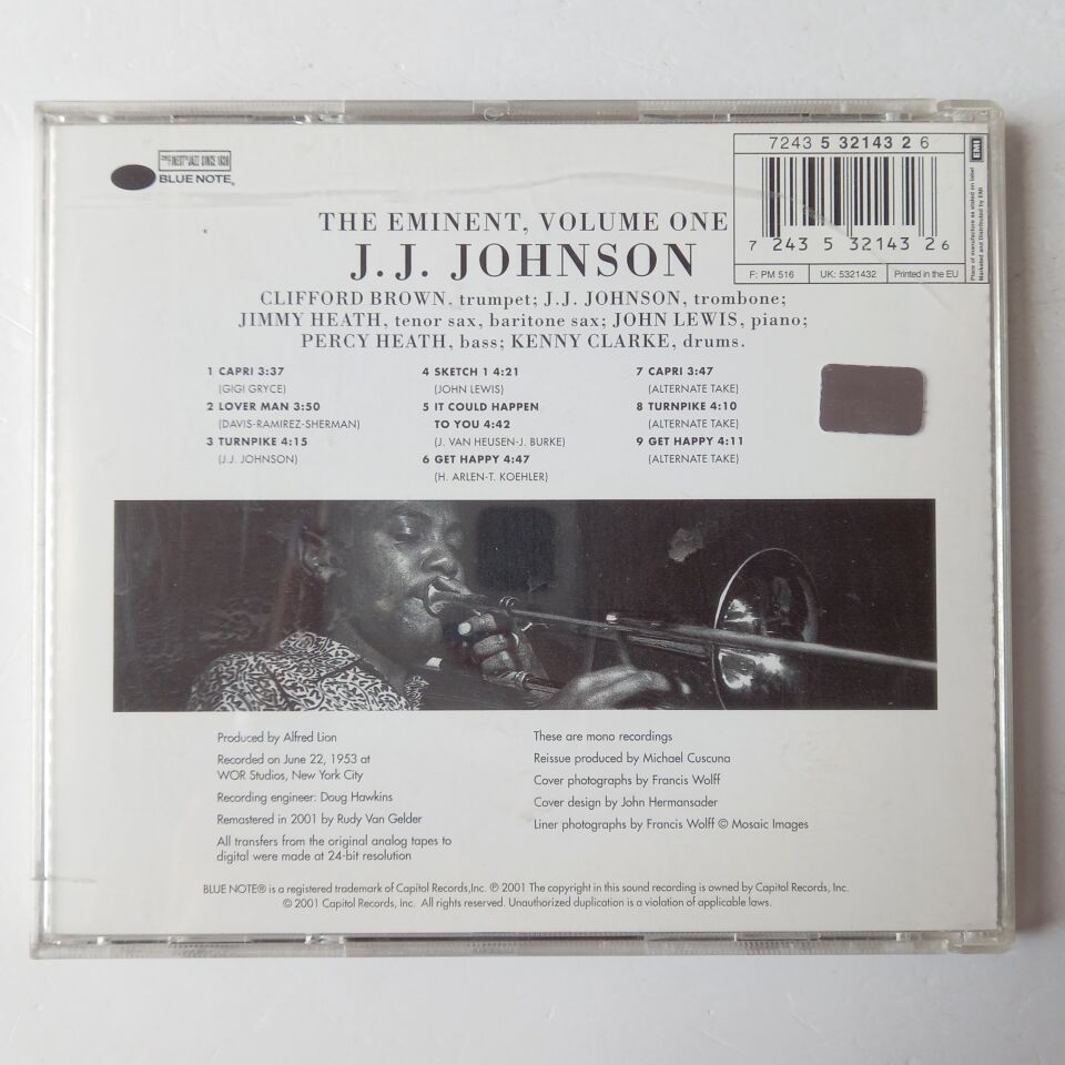 JAY JAY JOHNSON – THE EMINENT, VOLUME ONE (1955) - CD 2001 REMASTERED REISSUE 2.EL