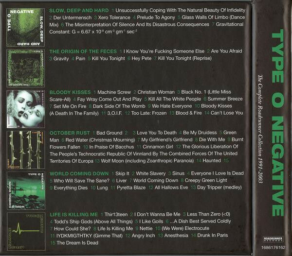 TYPE O NEGATIVE - THE COMPLETE ROADRUNNER COLLECTION 1991-2003 (2013) - 6CD BOX SET AMBALAJINDA SIFIR