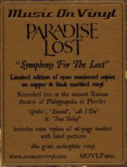PARADISE LOST - SYMPHONY FOR THE LOST (2015) - LP RENKLİ SIFIR PLAK MUSIC ON VINYL