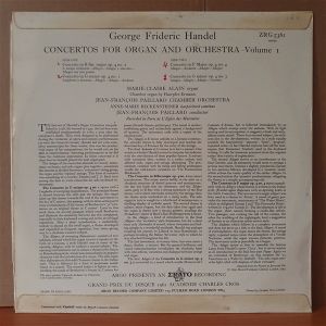 HANDEL: ORGAN CONCERTOS / VOLUME ONE / MARIE-CLAIRE ALAIN, JEAN-FRANÇOIS PAILLARD CHAMBER ORCHESTRA (1963) - LP 2.EL PLAK