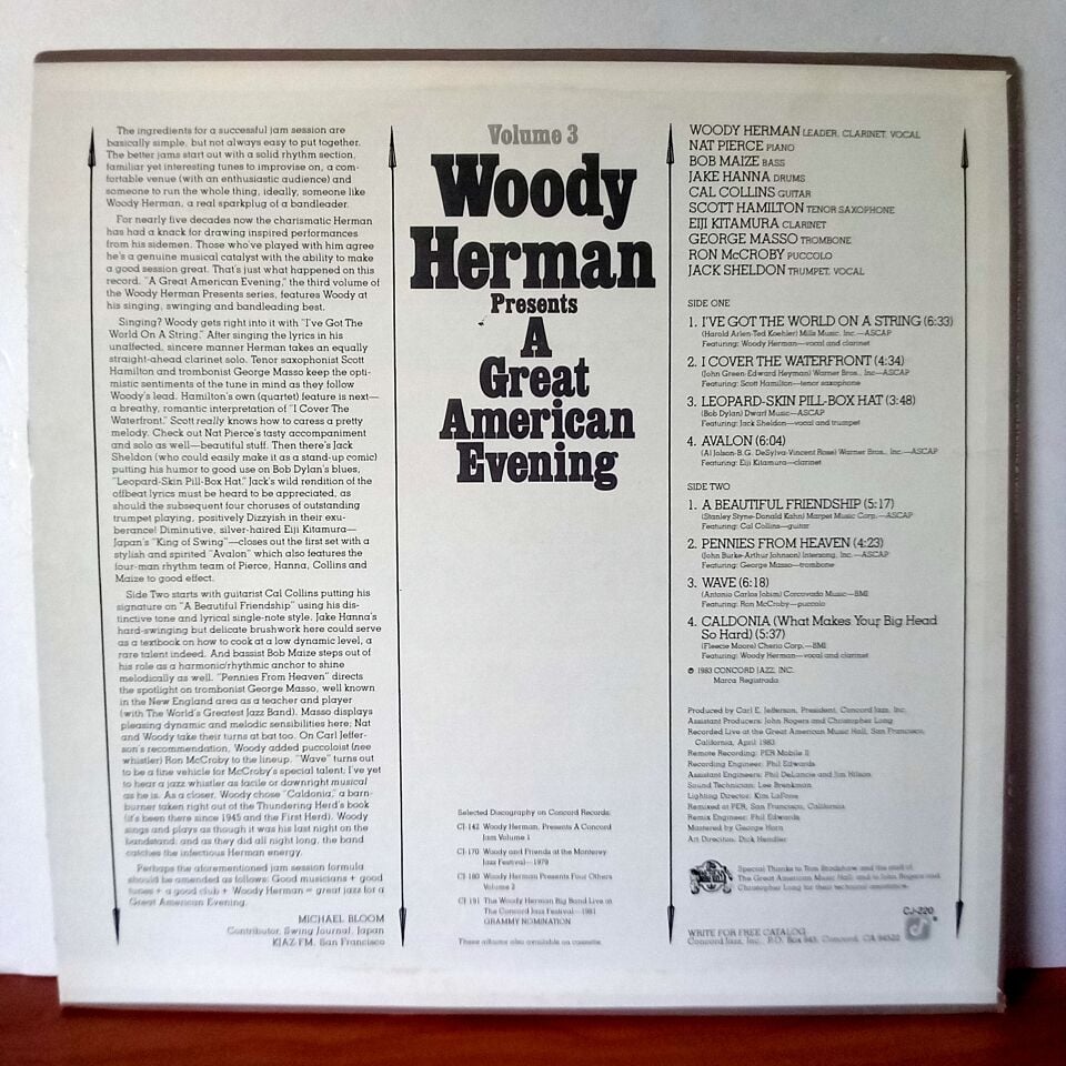 WOODY HERMAN – A GREAT AMERICAN EVENING VOL. 3 (1983) - LP 2.EL PLAK