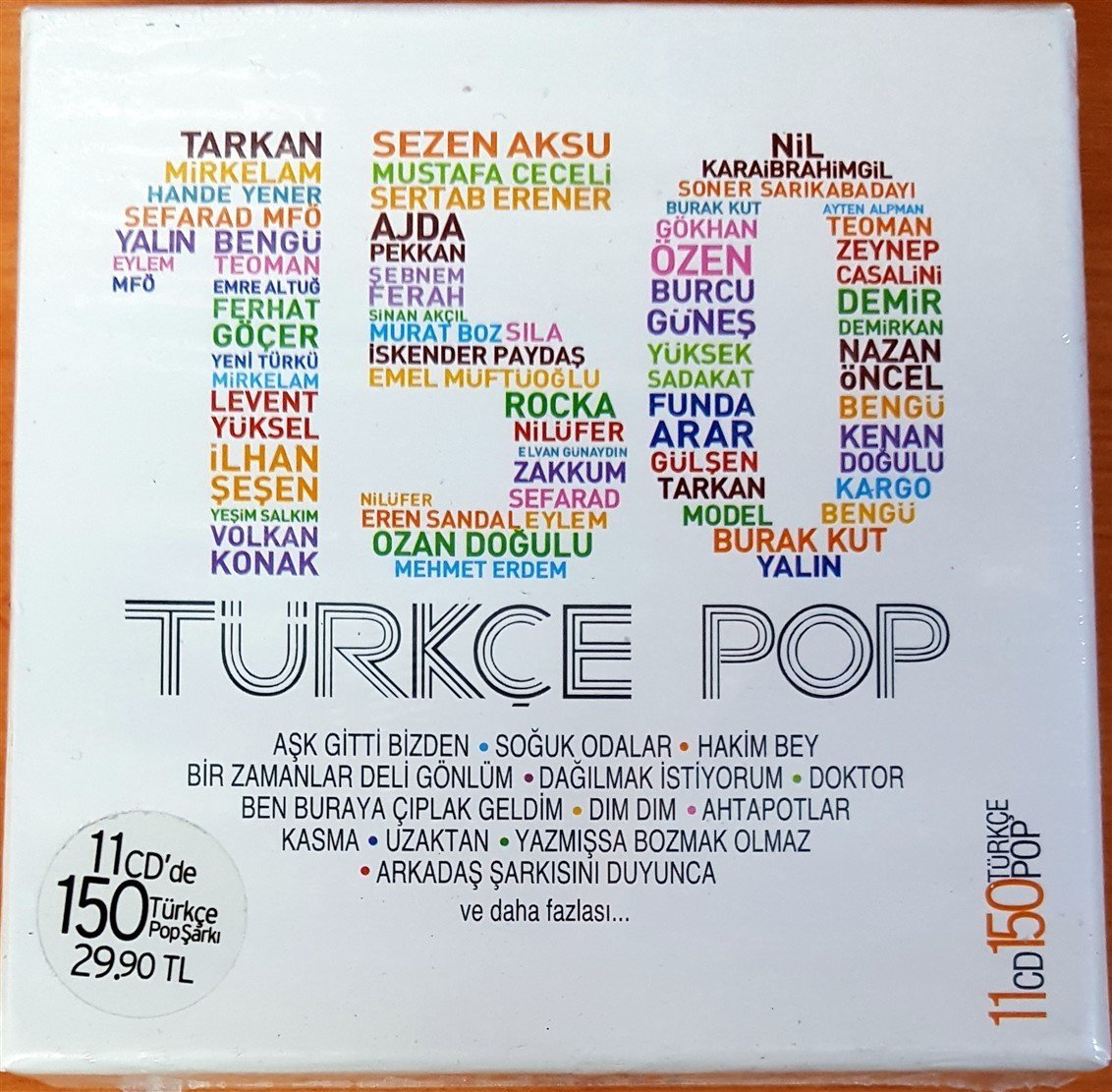 150 TÜRKÇE POP - 11 CD 150 TÜRKÇE POP ŞARKI / TARKAN SEZEN AKSU MİRKELAM YALIN MFÖ 11CD SIFIR