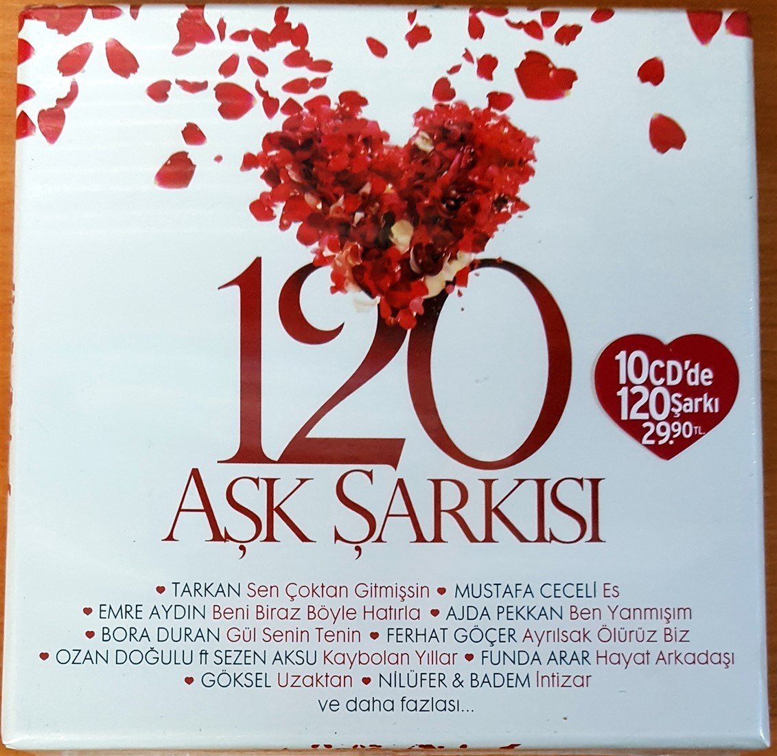 120 AŞK ŞARKISI - 10 CD 120 ŞARKI / TARKAN MUSTAFA CECELİ EMRE AYDIN AJDA PEKKAN NİLÜFER 10CD SIFIR
