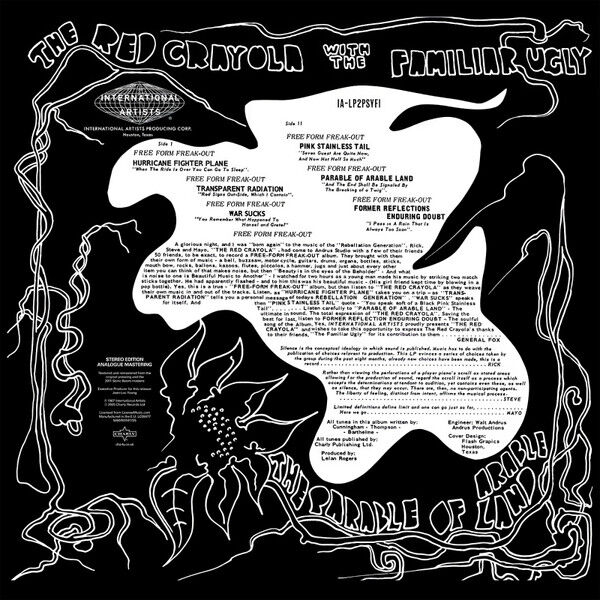 THE RED CRAYOLA - THE PARABLE OF ARABLE LAND (1967) - LP 2025 EDITION PSYCHEDELIC ROC , ACID ROCK , EXPERIMENTAL SIFIR PLAK