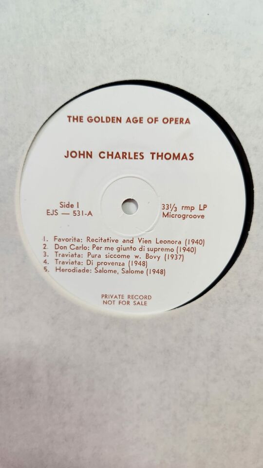 JOHN CHARLES THOMAS: FAVORITA, DON CARLO, TRAVIATA, FAUST, FORZA, CARMEN / ALESSANDRO MORESCHI CASTRATO: ROSSINI, LAIBACH, GOUNOD, TOSTI - 2LP 2.EL PLAK