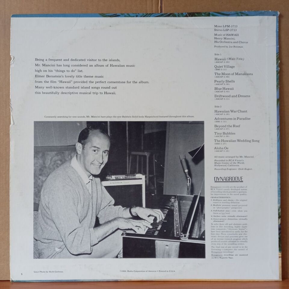 HENRY MANCINI, HIS ORCHESTRA AND CHORUS – MUSIC OF HAWAII (1966) - LP 2.EL PLAK