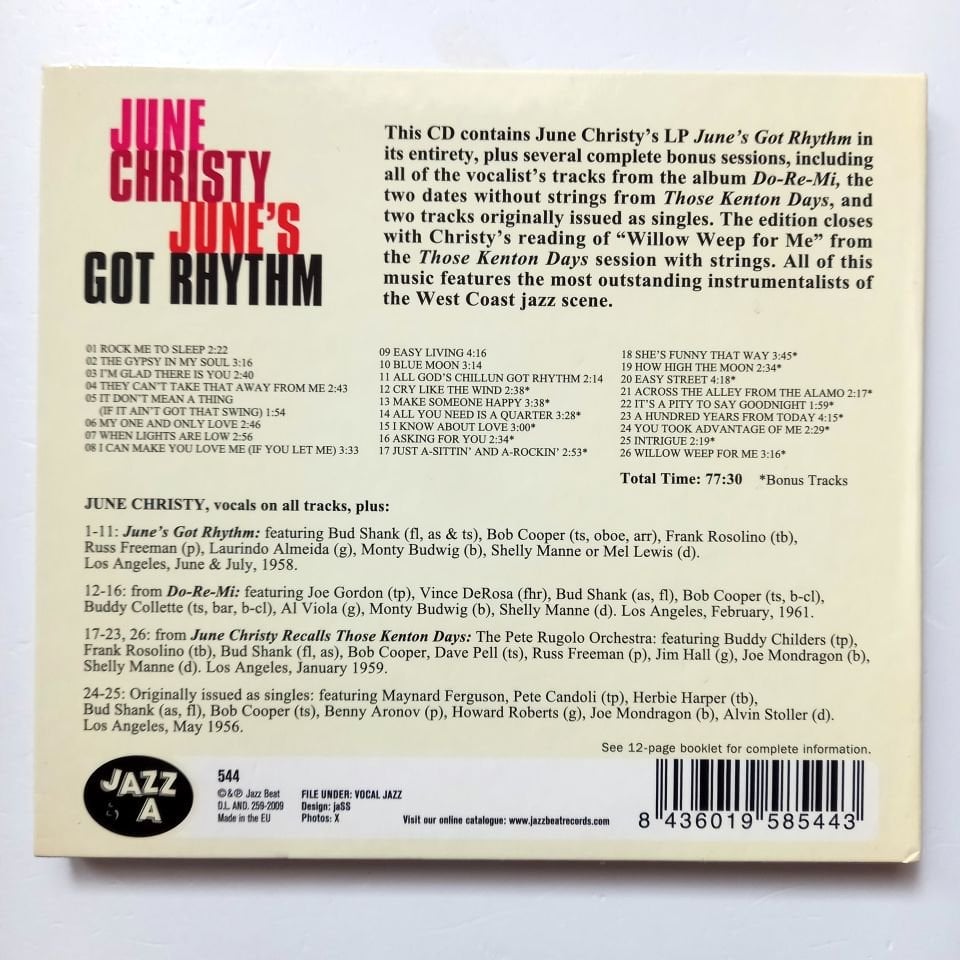 JUNE CHRISTY – JUNE'S GOT RHYTHM (1958) - CD REISSUE 2.EL