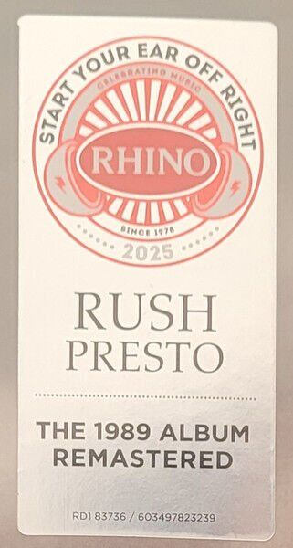 RUSH - PRESTO (1989) - LP 2025 REMASTERED REISSUE SIFIR PLAK