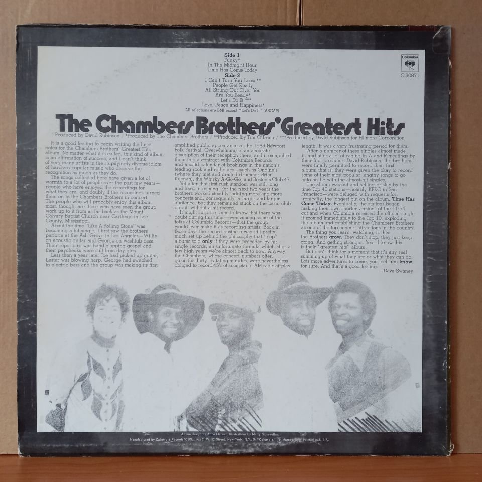 THE CHAMBERS BROTHERS – THE CHAMBERS BROTHERS' GREATEST HITS (1971) - LP 2.EL PLAK