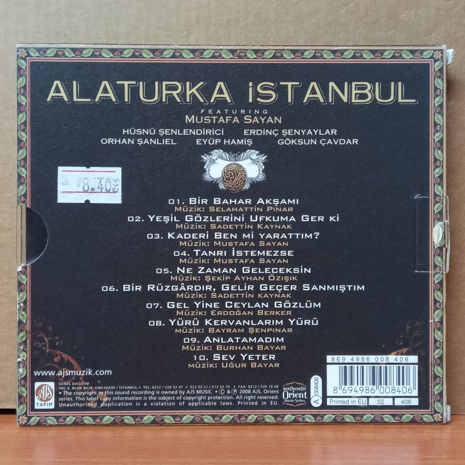 ALATURKA İSTANBUL / MUSTAFA SAYAN, HÜSNÜ ŞENLENDİRİCİ, ERDİNÇ ŞENYAYLAR, ORHAN ŞANLIEL (2008) - CD 2.EL