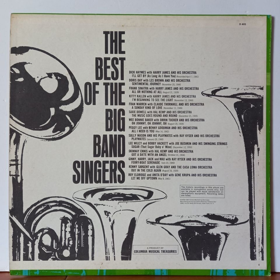 THE BEST OF THE BIG BAND SINGERS / DICK HAYMES, DORIS DAY, FRANK SINATRA, KITTY KALLEN (1968) - LP 2.EL PLAK
