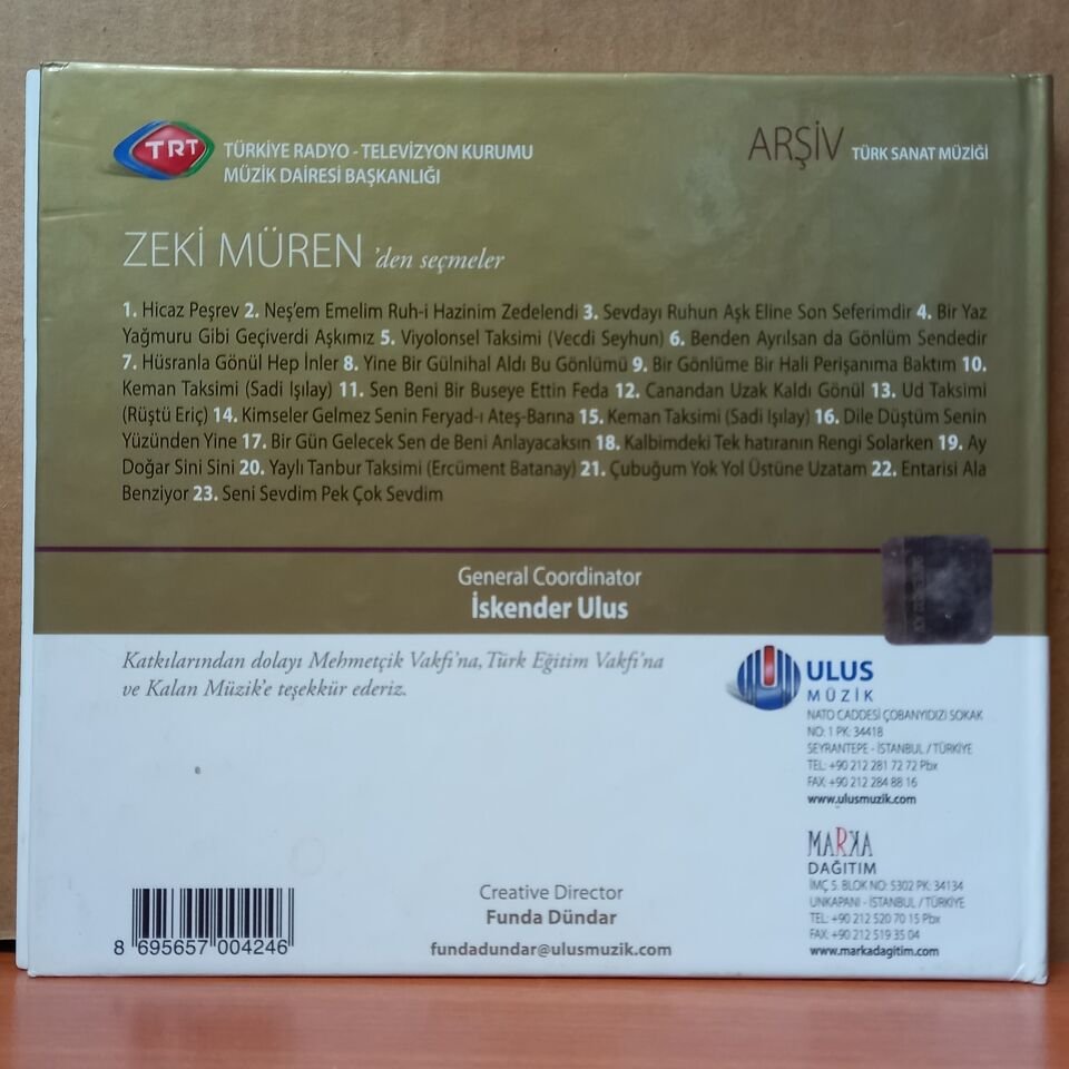 ZEKİ MÜREN – ZEKİ MÜREN'DEN SEÇMELER / TRT ARŞİV SERİSİ (2009) - CD 2.EL