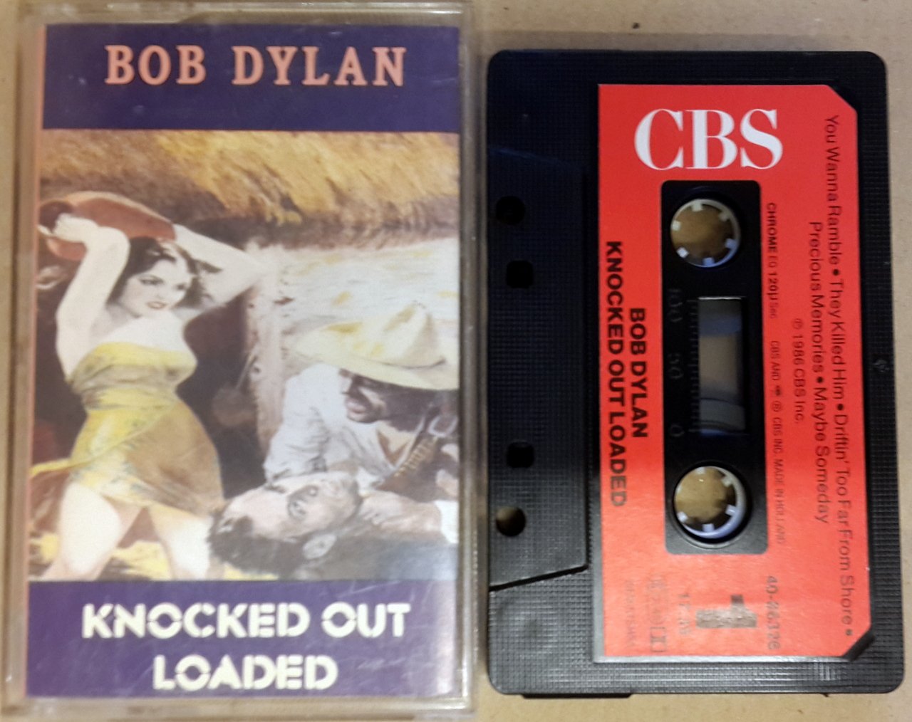 BOB DYLAN - KNOCKED OUT LOADED CHROME CASSETTE 1986 MADE IN HOLLAND ''USED''