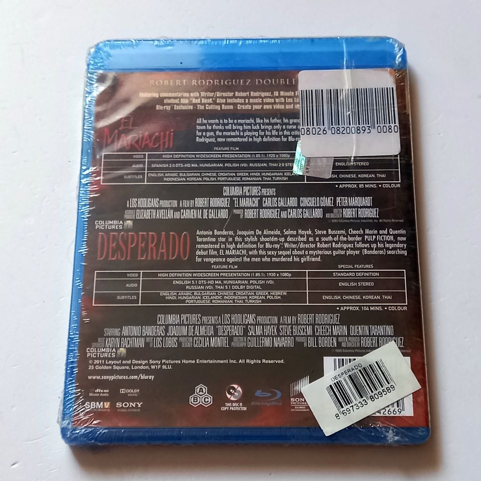 EL MARIACHI / DESPERADO - CARLOS GALLARDO CONSUELO GOMEZ / ANTONIO BANDERAS, SALMA HAYEK- YÖN.: ROBERT RODRIGUEZ - BLU-RAY SIFIR
