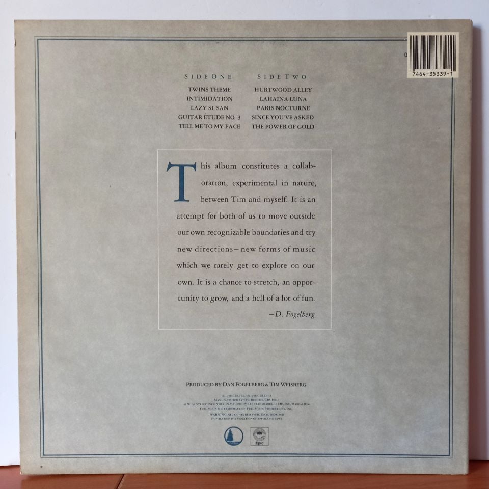 DAN FOGELBERG & TIM WEISBERG – TWIN SONS OF DIFFERENT MOTHERS (1978) - LP 2.EL PLAK