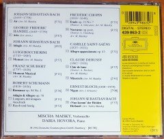 CELLISSIMO / MISCHA MAISKY, DARIA HOVORA / BACH, CHOPIN, DEBUSSY, SCHUBERT, SCHUMANN (1994) DEUTSCHE GRAMMOPHON CD 2.EL