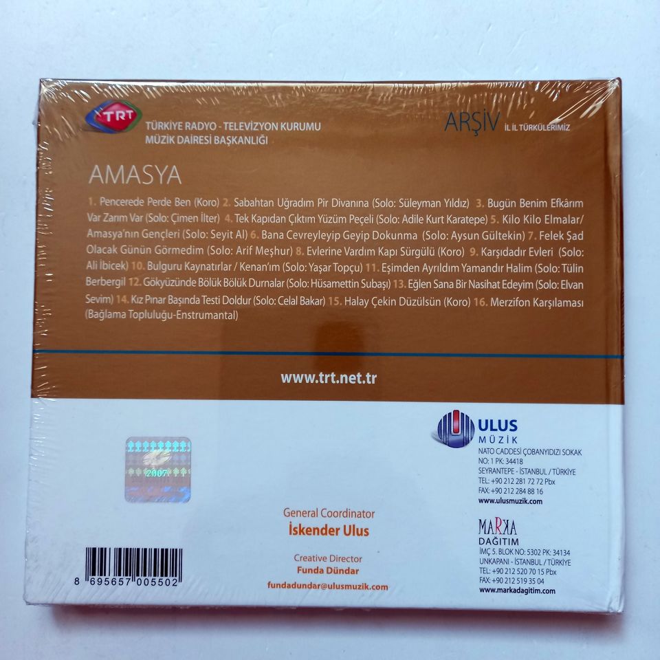 AMASYA / İL İL TÜRKÜLERİMİZ / TRT ARŞİV SERİSİ 33 - CD SIFIR