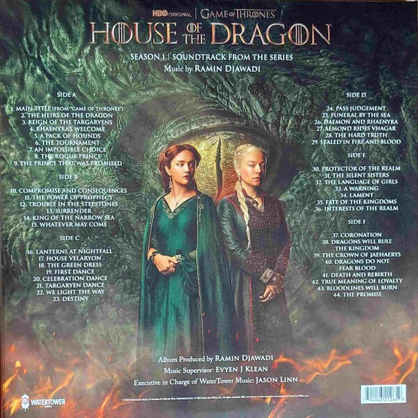 HOUSE OF THE DRAGON / GAMES OF THRONES - SOUNDTRACK /MUSIC BY RAMIN DJAWADI (2022) - 3LP 2023 EDITION SIFIR PLAK