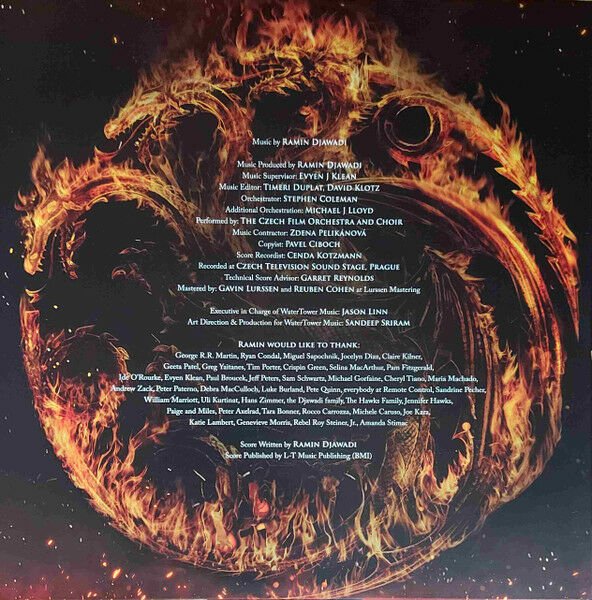 HOUSE OF THE DRAGON / GAMES OF THRONES - SOUNDTRACK /MUSIC BY RAMIN DJAWADI (2022) - 3LP 2023 EDITION SIFIR PLAK