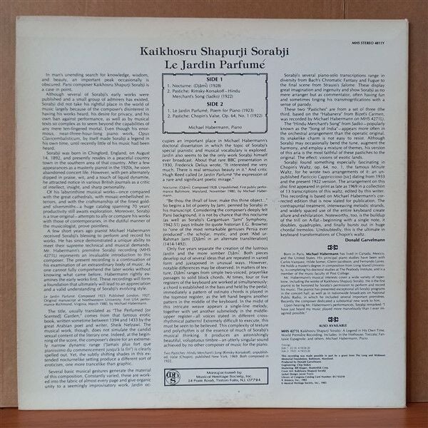KAIKHOSRU SHAPURJI SORABJI / LE JARDIN PARFUME / MICHAEL HABERMANN (1983) - LP 2.EL PLAK
