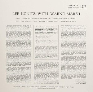LEE KONITZ - LEE KONITZ WITH WARNE MARSH (1955) - LP 180GR 2012 REISSUE SIFIR PLAK