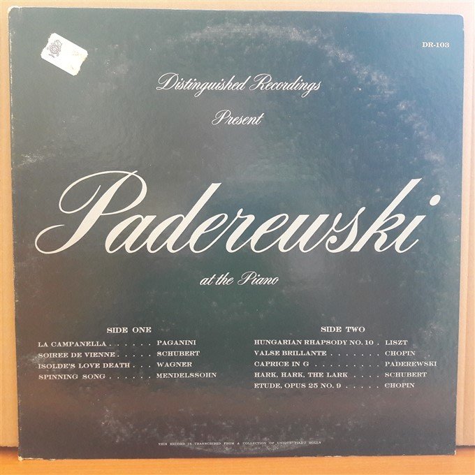 PADEREWSKI AT THE PIANO - LP 2.EL PLAK