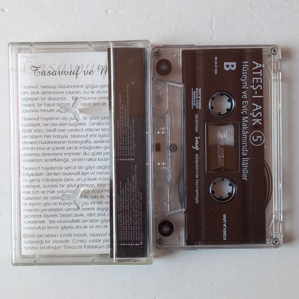 TÜRK TASAVVUF MÜZİĞİ KLASİKLERİ 5 / ATEŞ-İ AŞK - HÜSEYNİ VE EVİÇ MAKAMINDA İLAHİLER (1998) - KASET 2.EL