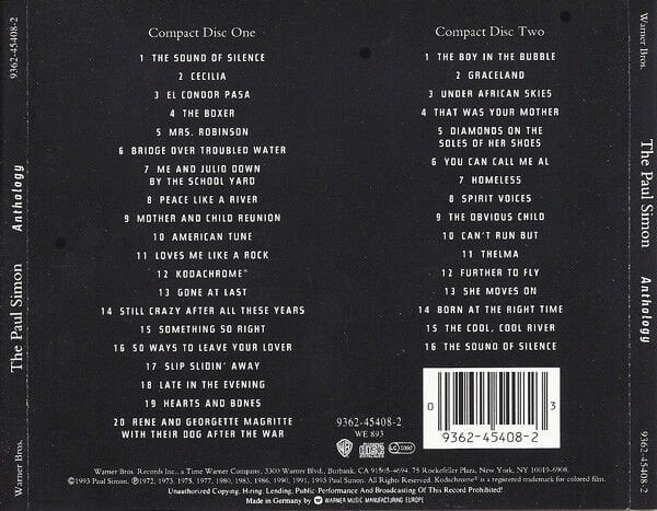 THE PAUL SIMON ANTHOLOGY (1993) - 2CD AMBALAJINDA SIFIR