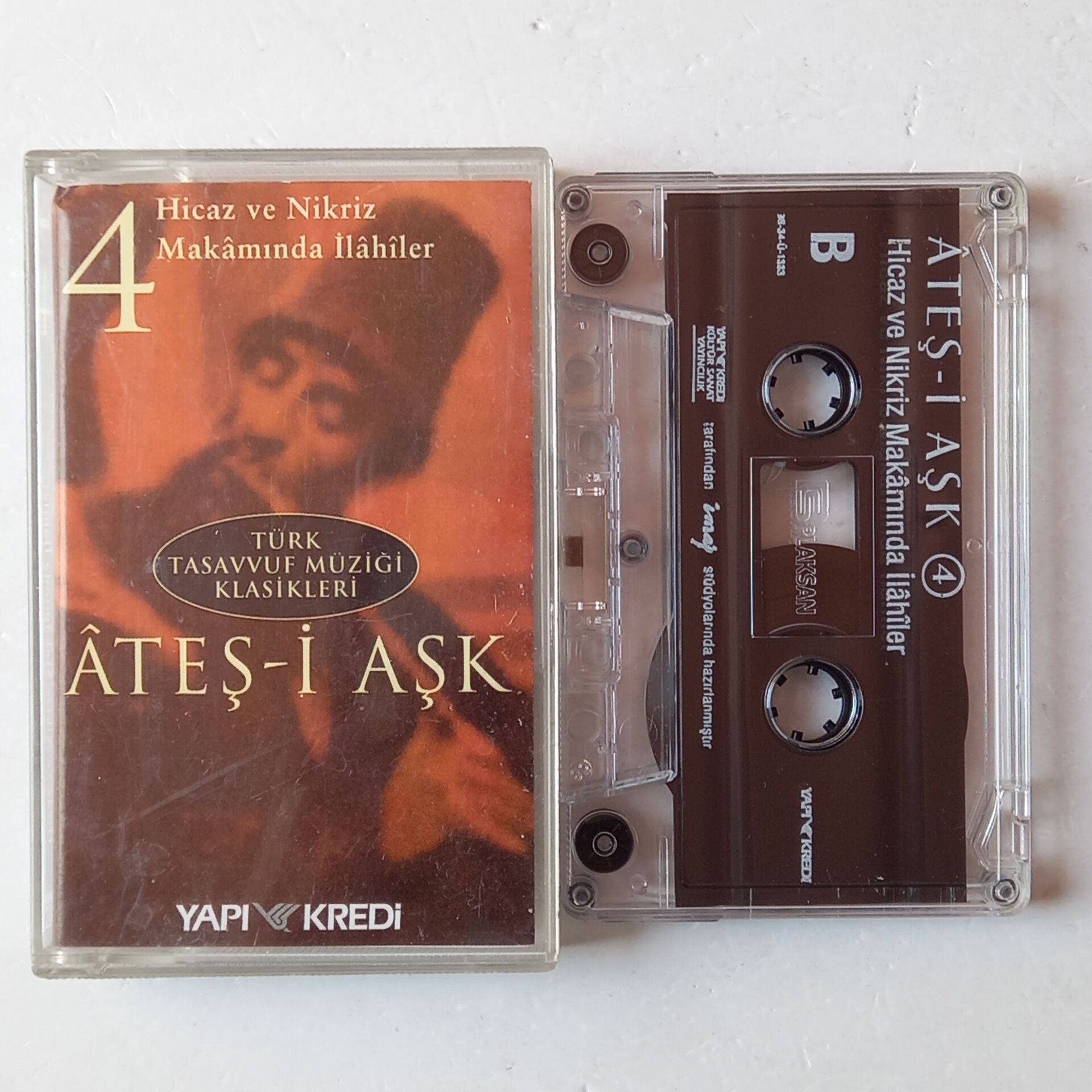TÜRK TASAVVUF MÜZİĞİ KLASİKLERİ 4 / ATEŞ-İ AŞK - HİCAZ VE NİKRİZ MAKAMINDA İLAHİLER (1998) - KASET 2.EL