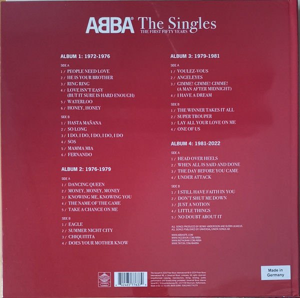 ABBA - THE SINGLES / FIRST FIFTY YEARS (2024) - 4LP BOX SET SIFIR PLAK