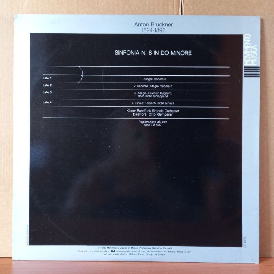 BRUCKNER: SINFONIA N.8 / KLEMPERER (1983) - 2LP 2.EL PLAK