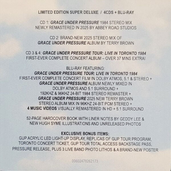RUSH - GRACE UNDER PRESSURE (1984) - 4xCD 1xBLU-RAY BOX SET 2026 EDITION / AMBALAJINDA SIFIR