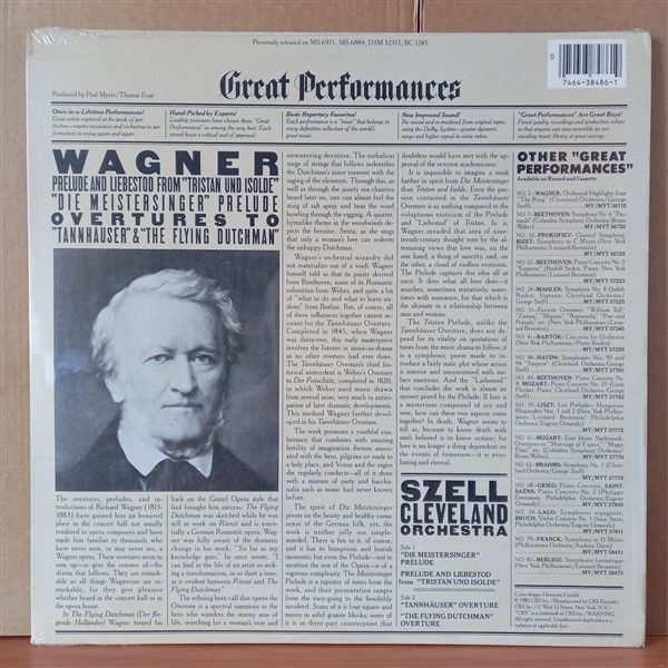 WAGNER / SZELL, CLEVELAND ORCHESTRA – PRELUDE AND LIEBESTOD FROM ''TRISTAN UND ISOLDE'', ''DIE MEISTERSINGER'' PRELUDE, OVERTURES TO ''TANNHÄUSER'' & ''THE FLYING DUTCHMAN'' (1983) - LP DÖNEM BASKISI SIFIR PLAK