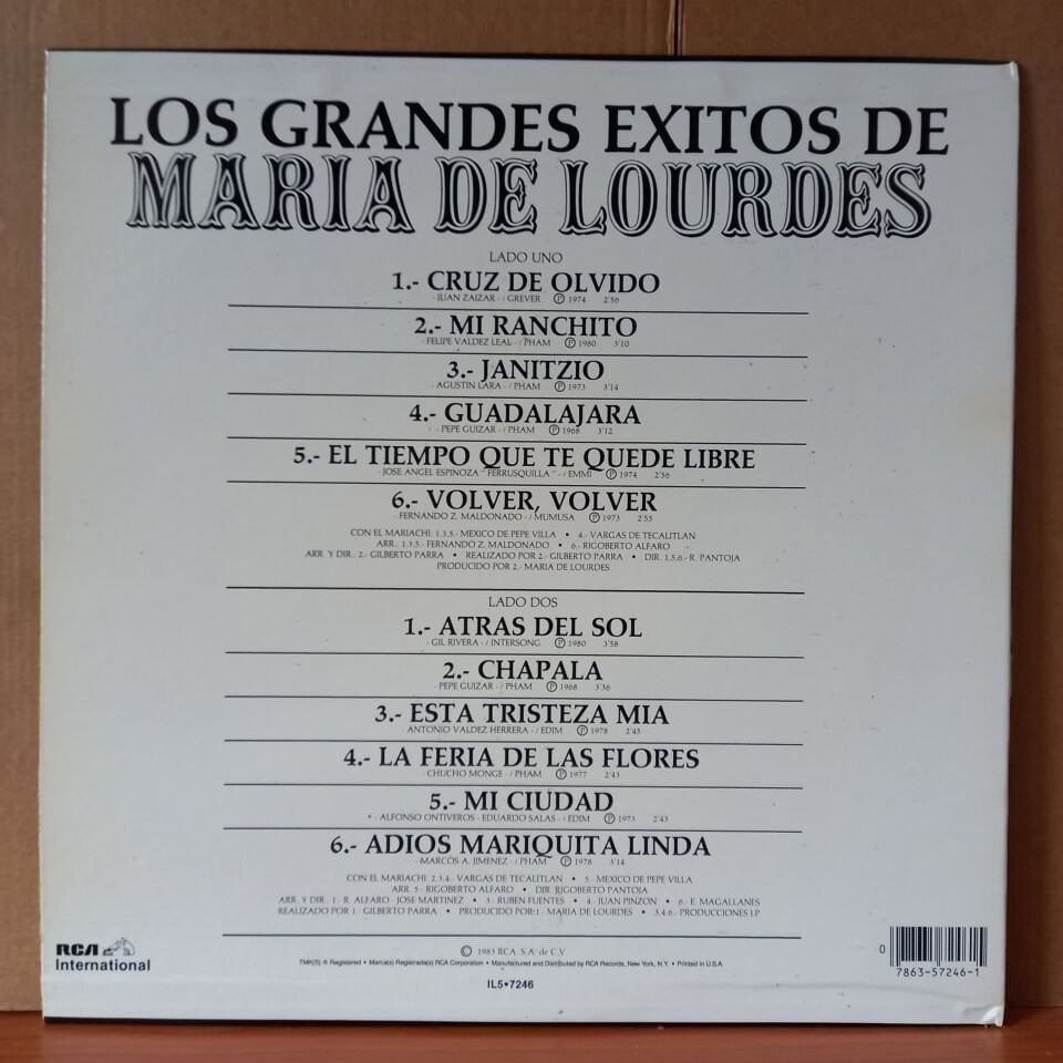 LOS GRANDES EXITOS DE MARIA DE LOURDES (1983) - LP 2.EL PLAK