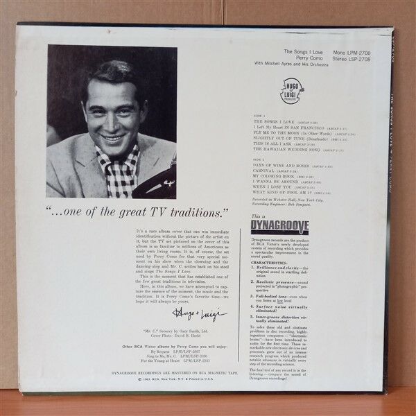 PERRY COMO – THE SONGS I LOVE (1963) - LP 2.EL PLAK