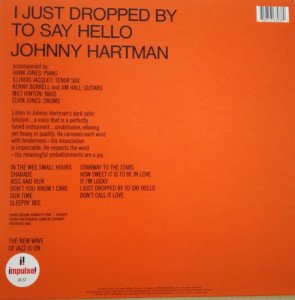 JOHNNY HARTMAN – I JUST DROPPED BY TO SAY HELLO (1964) LP SIFIR PLAK