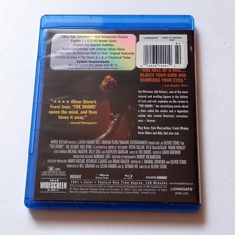 THE DOORS - VAL KILMER, MEG RYAN, KEVIN DILLON, KYLE MACLACHLAN - YÖN.: OLIVER STONE - BLU-RAY REGION FREE 2.EL TÜRKÇE ALTYAZI YOKTUR