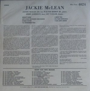 JACKIE MCLEAN – SWING, SWANG, SWINGIN' (1960) LP SIFIR PLAK