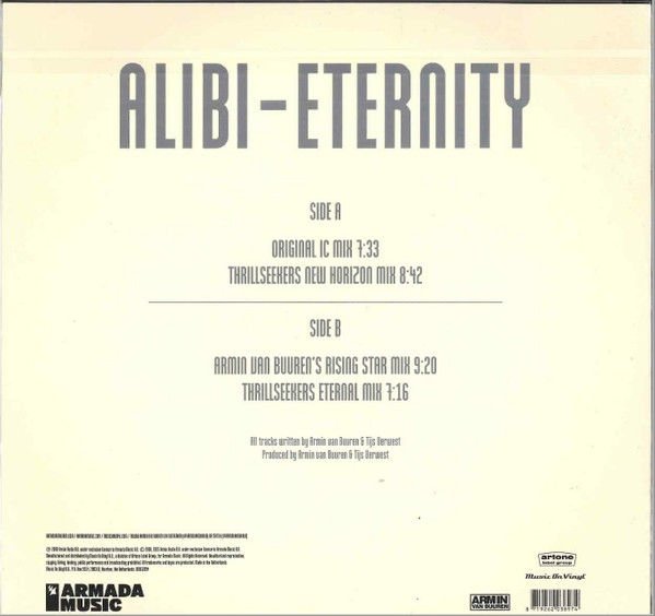 ALIBI (ARMIN VAN BUUREN & DJ TIESTO) - ETERNITY (2000) - MAXI SINGLE 12'' 33RPM 2025 4 TRACKS COLOURED EDITION TECHNO TRANCE HOUSE SIFIR PLAK