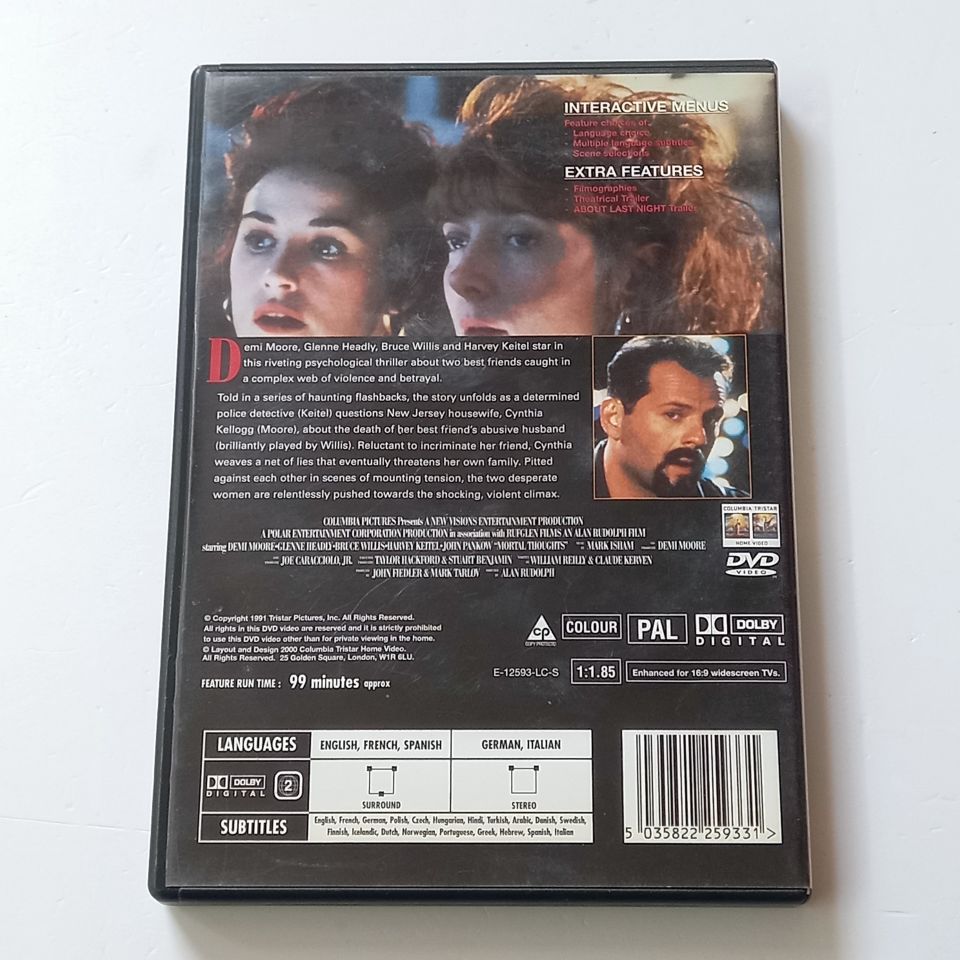 MORTAL THOUGHTS - DEMI MOORE - BRUCE WILLIS - DVD 2.EL