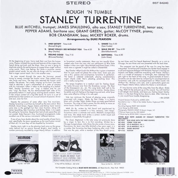 STANLEY TURRENTINE – ROUGH 'N TUMBLE (1966) - LP 2022 180GR GATEFOLD TONE POET SERIES SIFIR PLAK