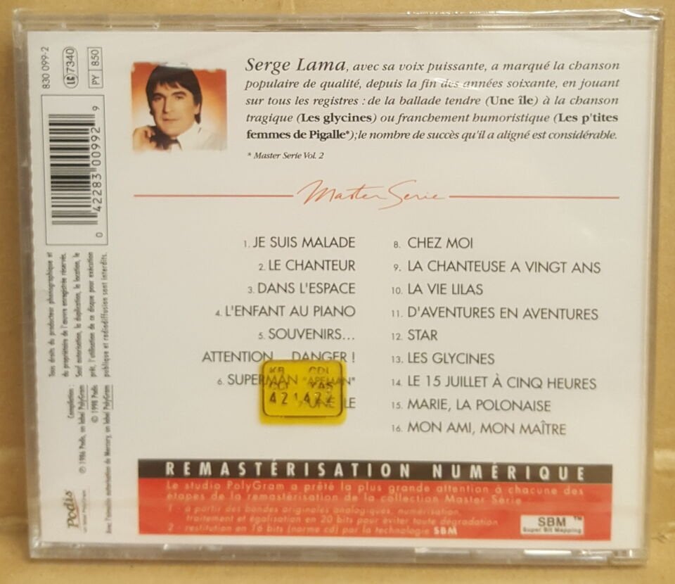 SERGE LAMA - SERGE LAMA / PODIS MASTER SERIE (1998) - CD COMPILATION JEWEL CASE SIFIR