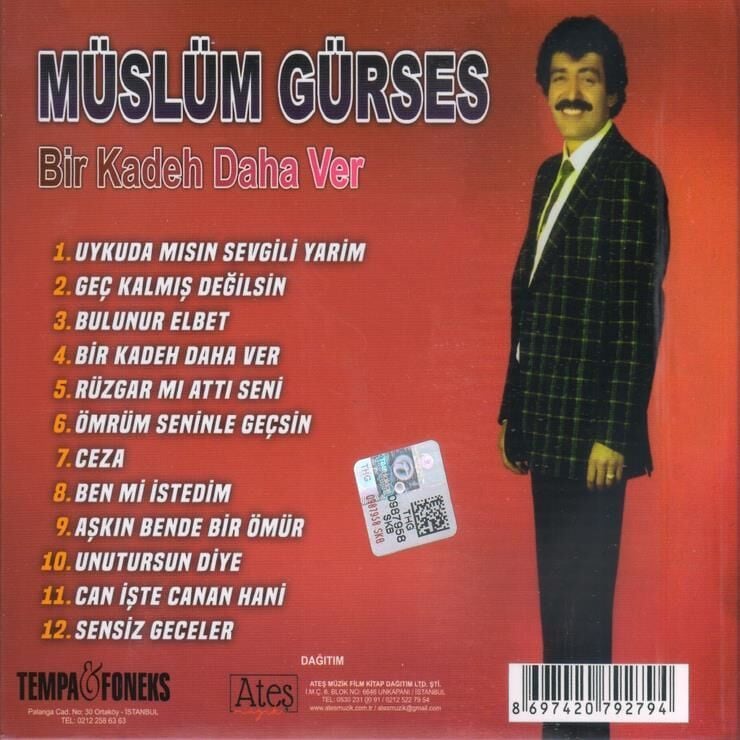 MÜSLÜM GÜRSES – BİR KADEH DAHA VER (1989) - CD 2023 REISSUE DIGIPAK AMBALAJINDA SIFIR