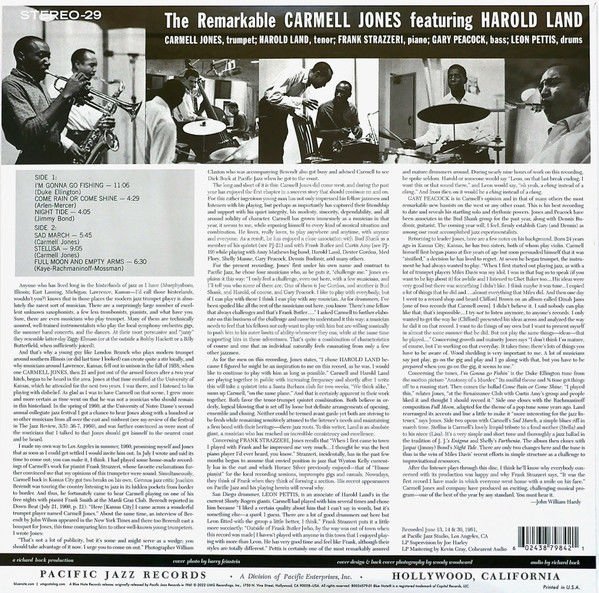 CARMELL JONES FEATURING HAROLD LAND – THE REMARKABLE CARMELL JONES (1961) - LP 2023 REISSUE 180GR GATEFOLD TONE POET SERIES SIFIR PLAK