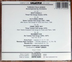 TURKISH FOLK SONGS / BUDAPEST SYMPHONY ORCHESTRA, HİKMET ŞİMŞEK, NEVİT KODALLI, ULVİ CEMAL ERKİN, CEMAL REŞİT REY, MUAMMER SUN (1982) MADE IN HUNGARY / HUNGARATON CD 2.EL