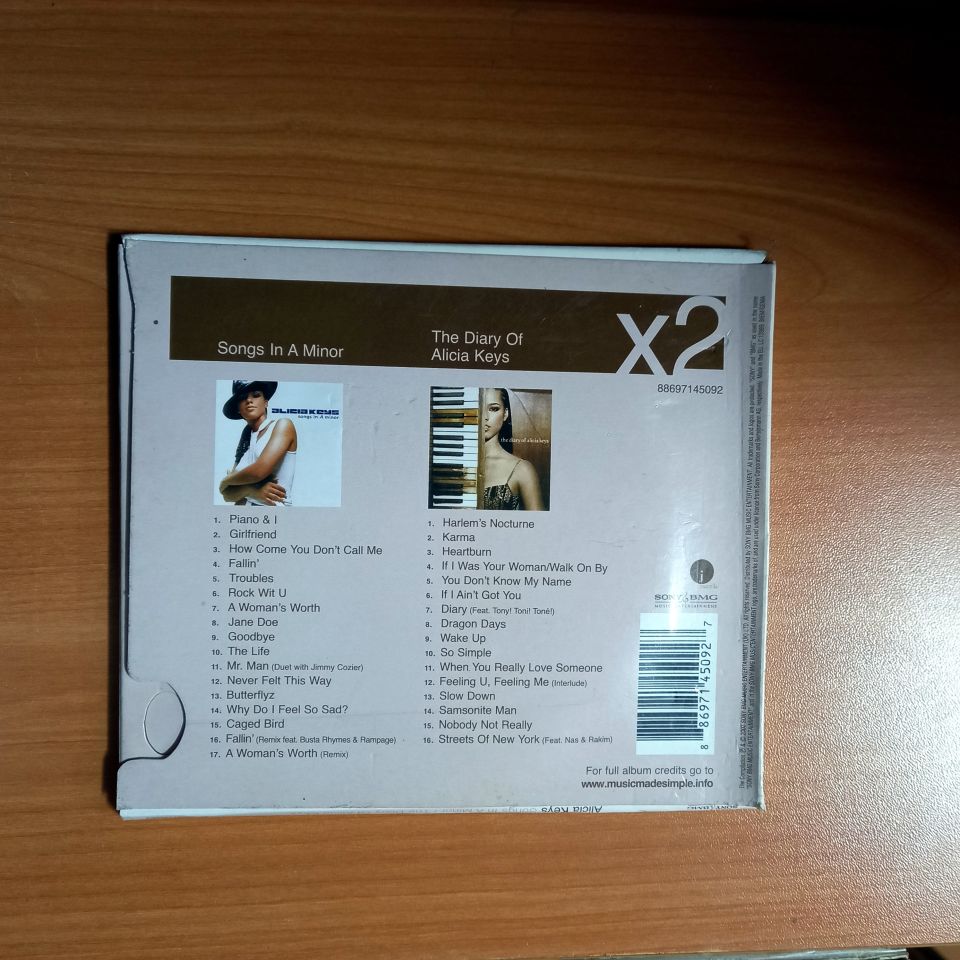 ALICIA KEYS – SONGS IN A MINOR / THE DIARY OF ALICIA KEYS (2007) - 2CD 2.EL