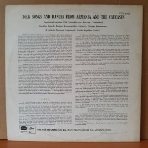 ARMENIAN-CAUCASIAN FOLK ENSEMBLE - FOLK SONGS AND DANCES FROM ARMENIA AND THE CAUCASUS (1968) - LP 2.EL PLAK