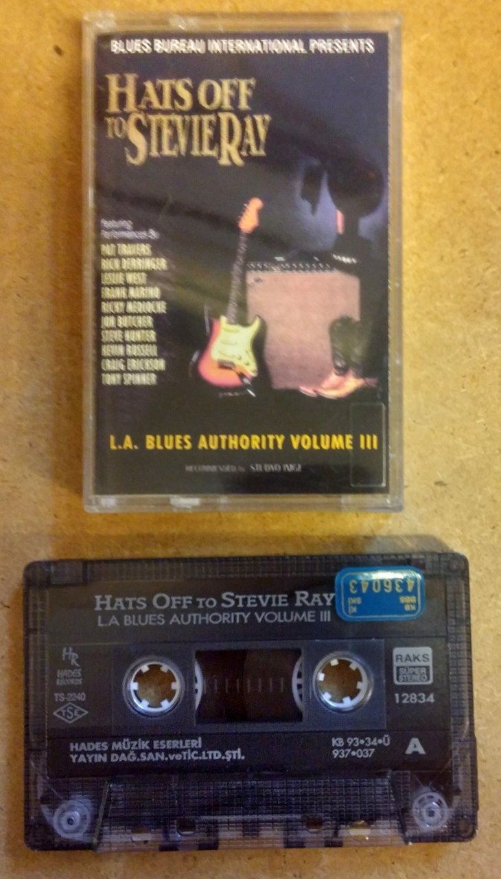 HATS OFF TO STEVIE RAY VAUGHAN L.A. BLUES AUTHORITY VOL.III CASSETTE 1993 MADE IN TURKEY ''USED''