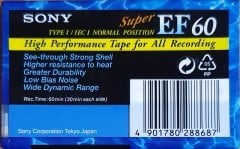 SONY EF 60 TYPE I NORMAL POSITION BOŞ KASET SIFIR